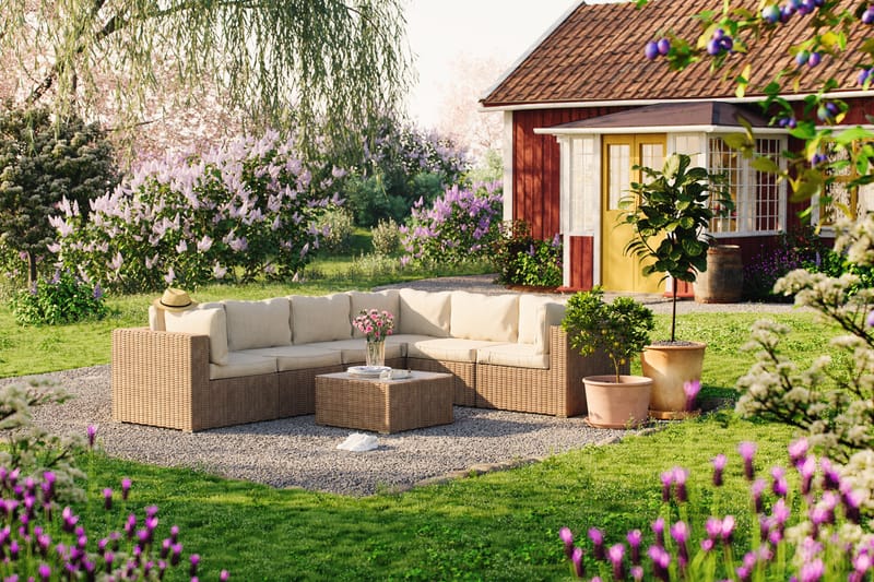 Marcus Loungesæt - Natur Bord Hjørnesofa - Altanmøbler - Sofagrupper udendørs - Loungesæt