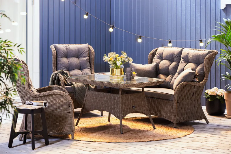 Marcus Sofagruppe 2-Pers. Ink. Lænestol - Grå - Havemøbler - Loungemøbler - Loungesæt