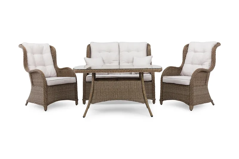 Marcus Sofagruppe 2-Pers. Ink. Lænestol - Natur - Havemøbler - Loungemøbler - Loungesæt