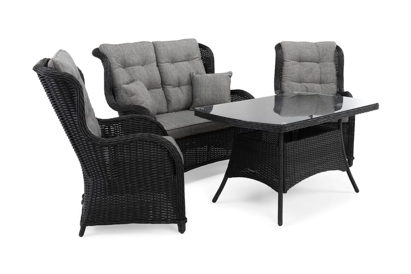 Marcus Sofagruppe 2-Pers. Ink. Lænestol - Sort - Havemøbler - Loungemøbler - Loungesæt