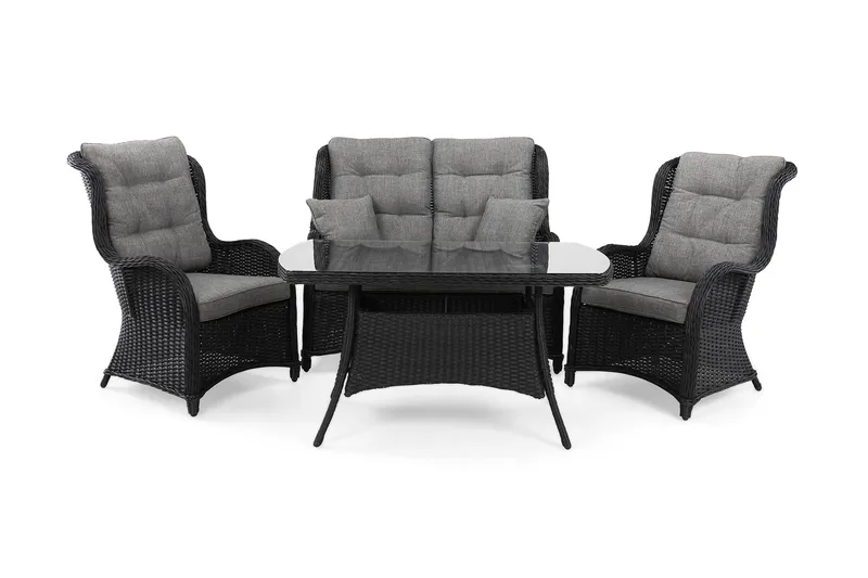 Marcus Sofagruppe 2-Pers. Ink. Lænestol, Sort