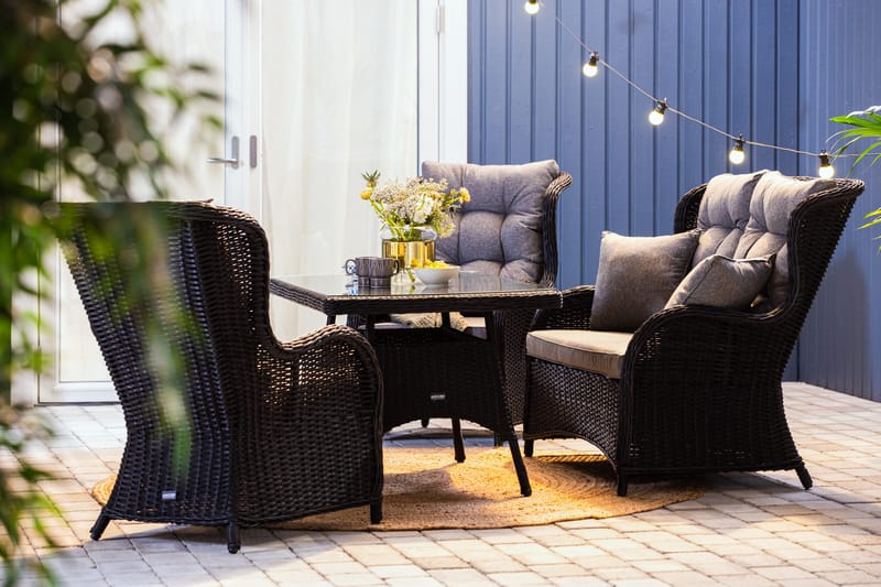 Marcus Sofagruppe 2-Pers. Ink. Lænestol - Sort - Havemøbler - Loungemøbler - Loungesæt