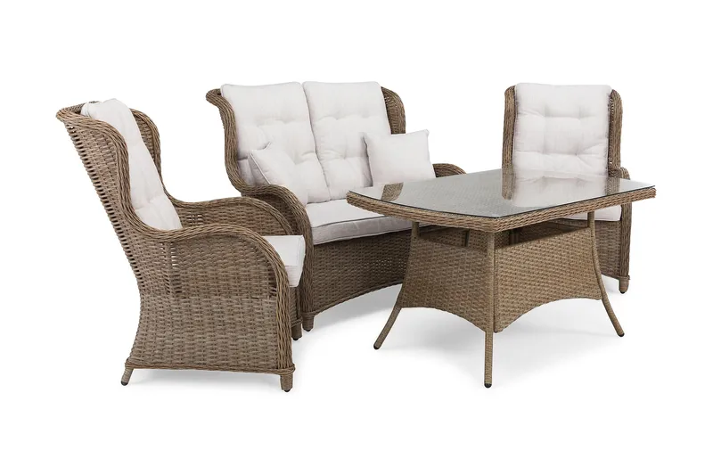 Marcus Sofagruppe 2-Pers. Ink. Lænestol - Natur - Havemøbler - Loungemøbler - Loungesæt