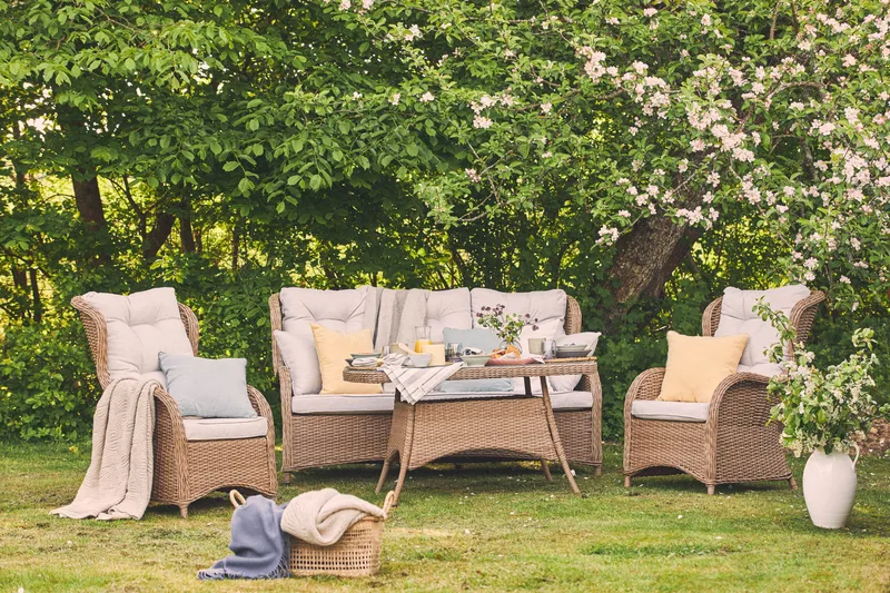 Marcus Sofagruppe 3-Pers. Ink. Lænestol - Natur - Havemøbler - Loungemøbler - Loungesæt