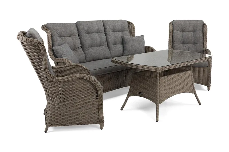 Marcus Sofagruppe 3-Pers. Ink. Lænestol - Grå - Havemøbler - Loungemøbler - Loungesæt