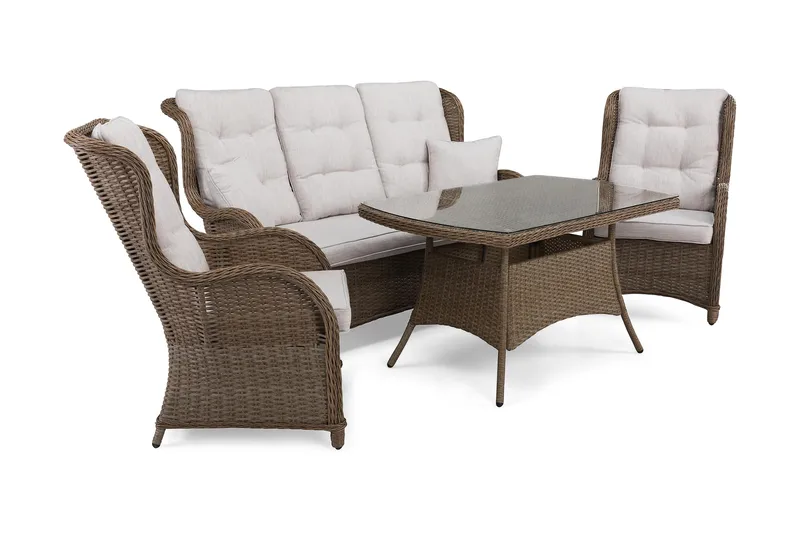 Marcus Sofagruppe 3-Pers. Ink. Lænestol - Natur - Havemøbler - Loungemøbler - Loungesæt