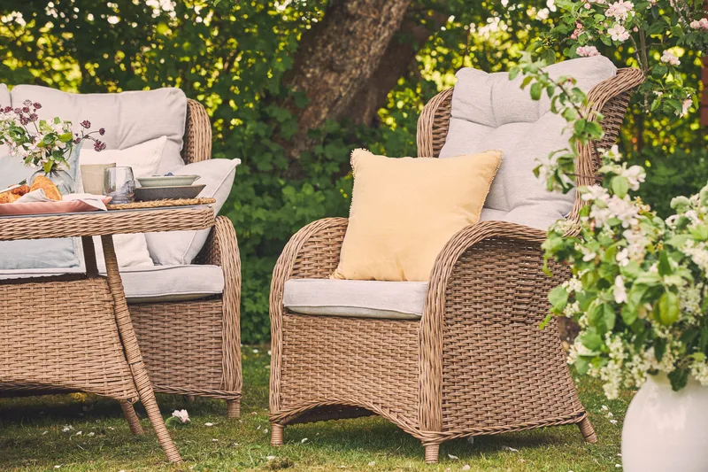 Marcus Sofagruppe 3-Pers. Ink. Lænestol - Natur - Havemøbler - Loungemøbler - Loungesæt