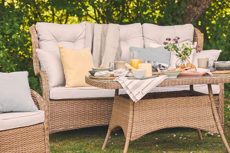 Marcus Sofagruppe 3-Pers. Ink. Lænestol - Natur - Havemøbler - Loungemøbler - Loungesæt