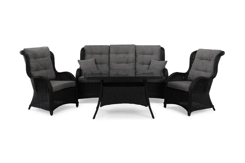 Marcus Sofagruppe 3-Pers. Ink. Lænestol, Sort