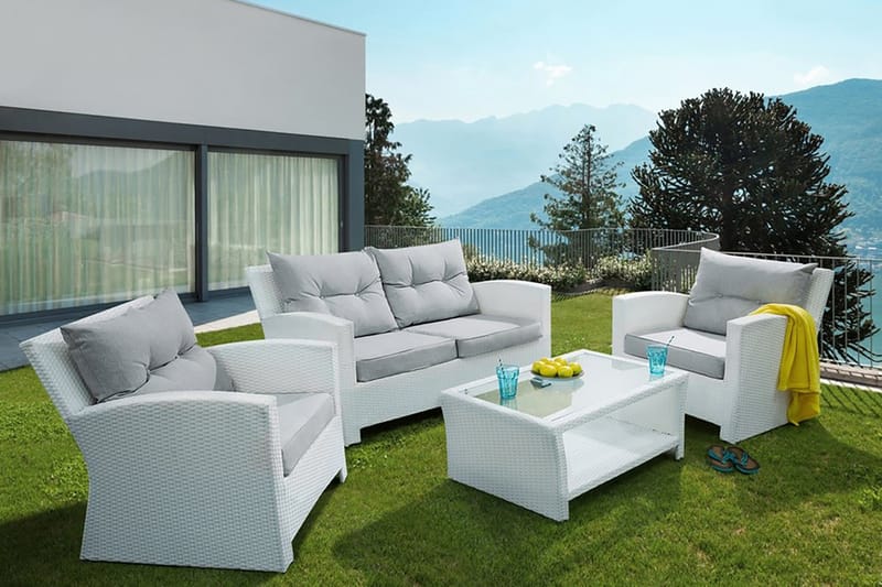 Marino Loungegruppe 146 cm - Hvid - Altanmøbler - Sofagrupper udendørs - Loungesæt