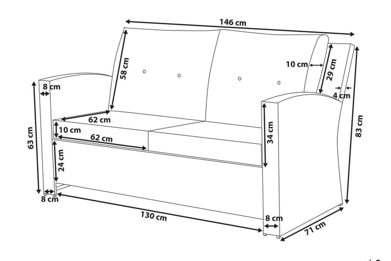 Marino Loungegruppe 146 cm - Hvid - Altanmøbler - Sofagrupper udendørs - Loungesæt