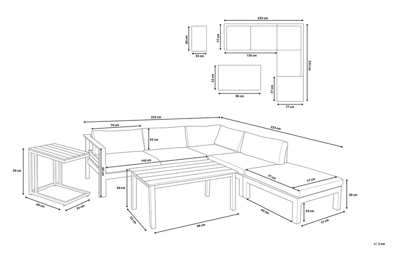 Messina Loungegruppe 147 cm - Hvid - Havemøbler - Loungemøbler - Loungesæt
