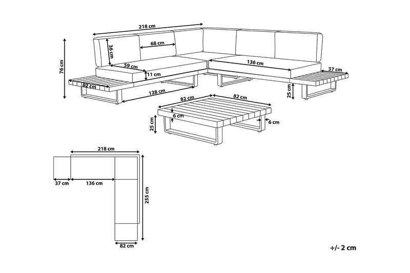 Mykonos Loungegruppe 256 cm - Træ / natur - Havemøbler - Loungemøbler - Loungesæt