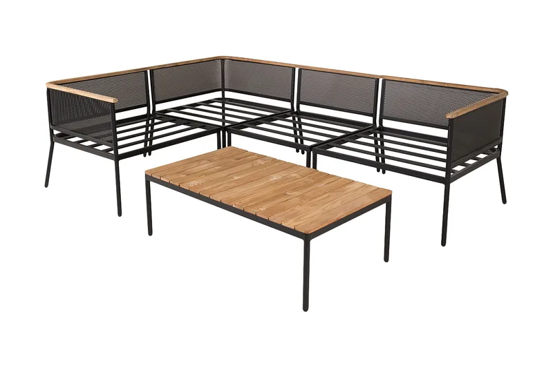 Nettan hjørneloungegruppe til udendørs brug med hynder - Sort - Havemøbler - Loungemøbler - Loungesæt