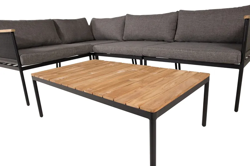 Nettan hjørneloungegruppe til udendørs brug med hynder - Sort - Havemøbler - Loungemøbler - Loungesæt