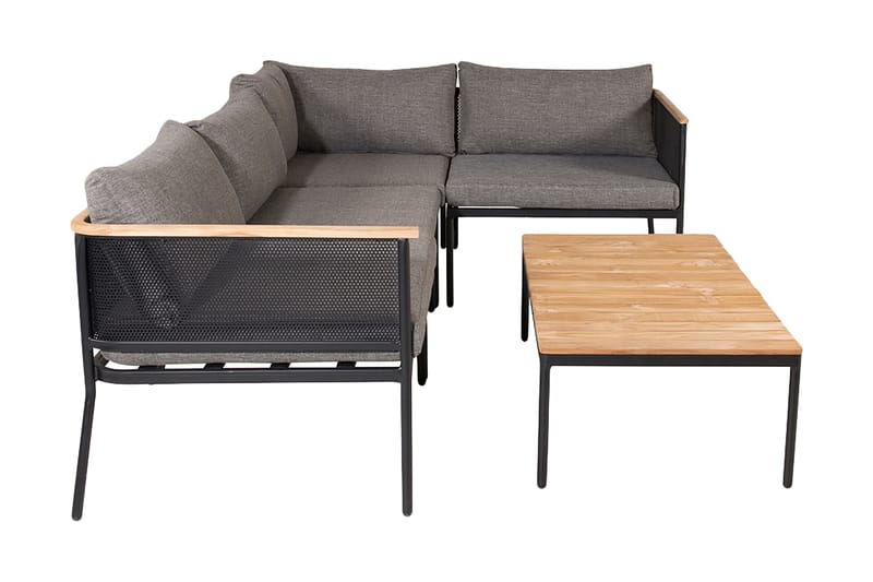 Nettan Hjørneloungesæt med Hynder Sort - Venture Home - Altanmøbler - Sofagrupper udendørs - Loungesæt