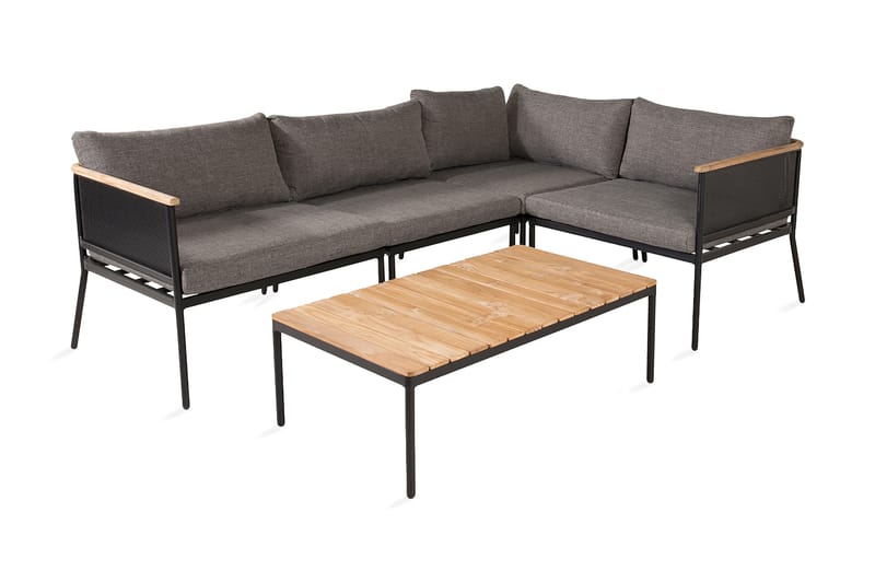 Nettan Hjørneloungesæt med Hynder Sort - Venture Home - Altanmøbler - Sofagrupper udendørs - Loungesæt