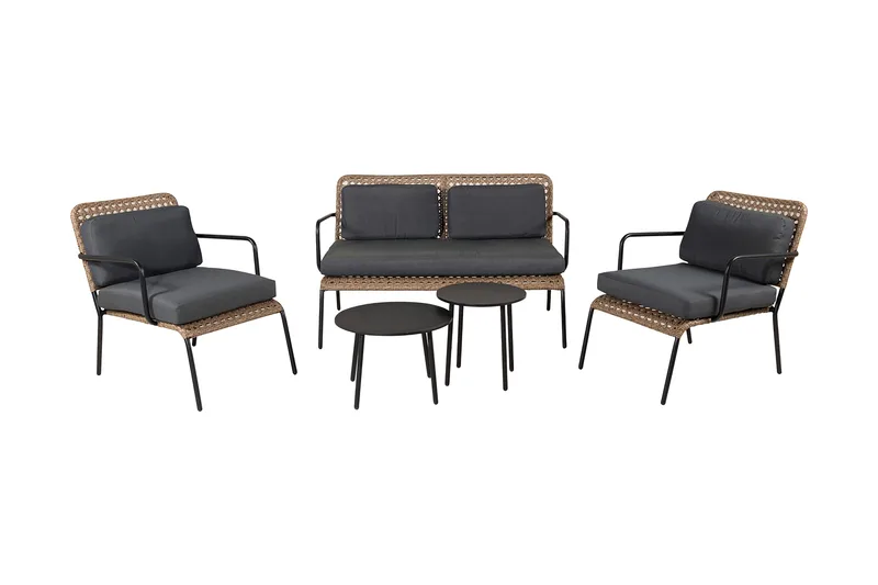 Paola loungegruppe udendørs med hynder, Sort