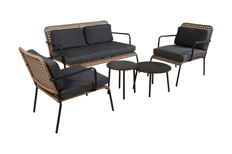 Paola Loungesæt med Hynder Sort - Venture Home - Altanmøbler - Sofagrupper udendørs - Loungesæt