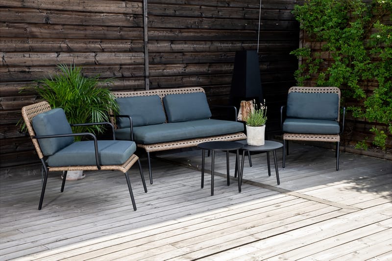 Paola Loungesæt med Hynder Sort - Venture Home - Altanmøbler - Sofagrupper udendørs - Loungesæt