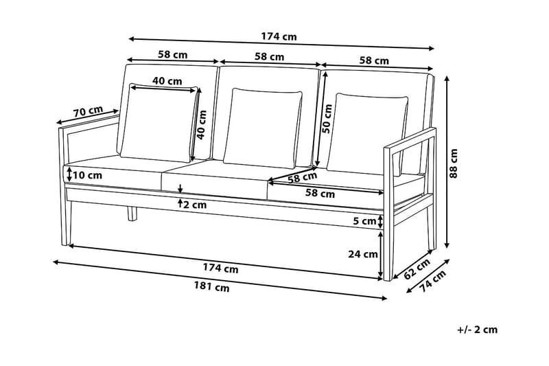 Pataja Loungegruppe 197 cm - Grå - Altanmøbler - Sofagrupper udendørs - Loungesæt