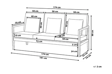Pataja Loungegruppe 197 cm - Grå - Havemøbler - Loungemøbler - Loungesæt