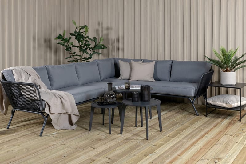 Roxo Hjørneloungesæt med Hynder Sort - Venture Home - Altanmøbler - Sofagrupper udendørs - Loungesæt