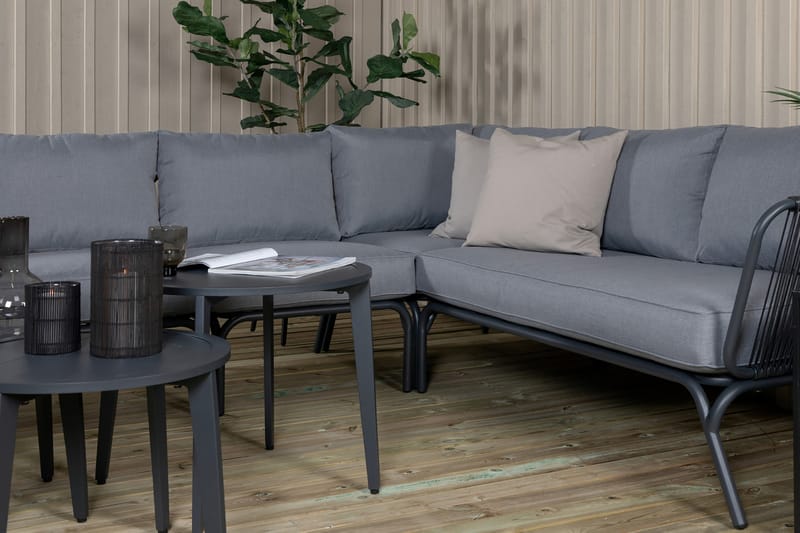 Roxo Hjørneloungesæt med Hynder Sort - Venture Home - Altanmøbler - Sofagrupper udendørs - Loungesæt