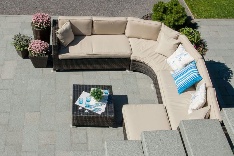 Sæt af DAWSON med puder bord Hjørnesofa og fodskammel - Havemøbler - Loungemøbler - Loungesæt