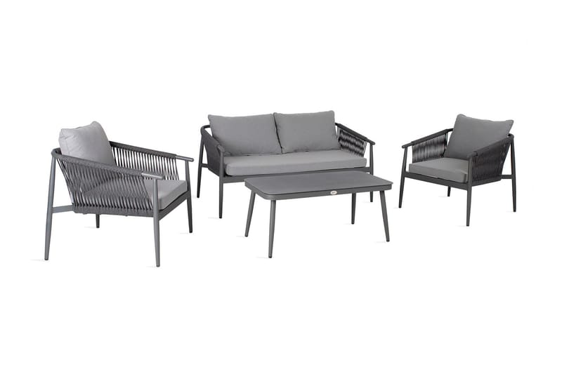 Sæt WEILBURG bord sofa og 2 stole grå - Havemøbler - Loungemøbler - Loungesæt