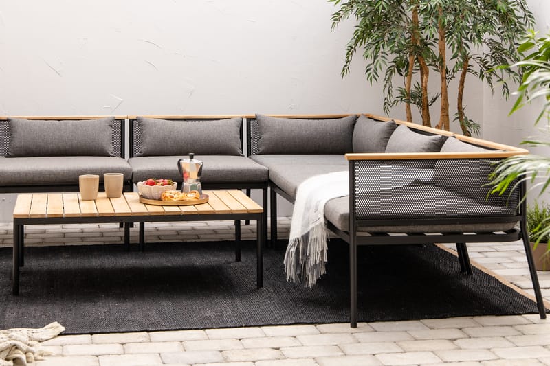 Safira Loungesæt - Sort/Teak - Altanmøbler - Sofagrupper udendørs - Loungesæt