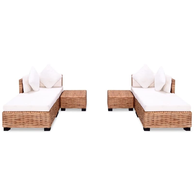 Sofasæt 16 Dele Naturlig Rattan - Brun - Havemøbler - Loungemøbler - Loungesæt