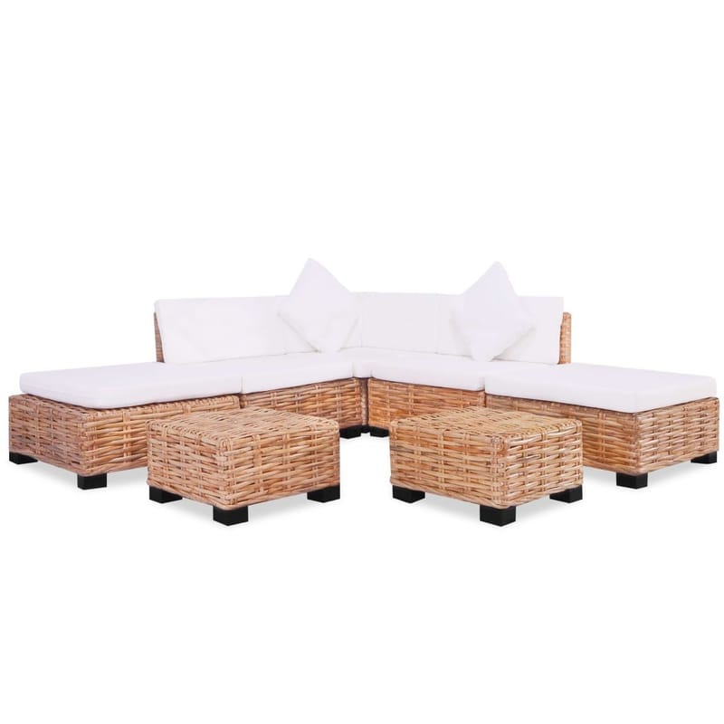 Sofasæt 18 Dele Naturlig Rattan - Brun - Havemøbler - Loungemøbler - Loungesæt