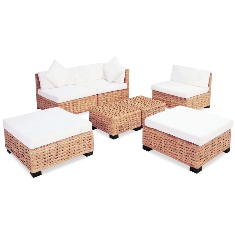 Sofasæt 18 Dele Naturlig Rattan - Brun - Havemøbler - Loungemøbler - Loungesæt
