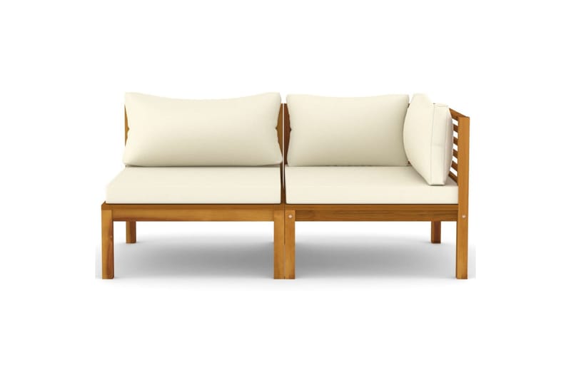 sofasæt 2 dele med cremehvide hynder massivt akacietræ - Brun - Altanmøbler - Sofagrupper udendørs - Loungesæt