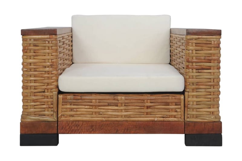 sofasæt 2 dele med hynder naturlig rattan brun - Brun - Havemøbler - Loungemøbler - Loungesæt