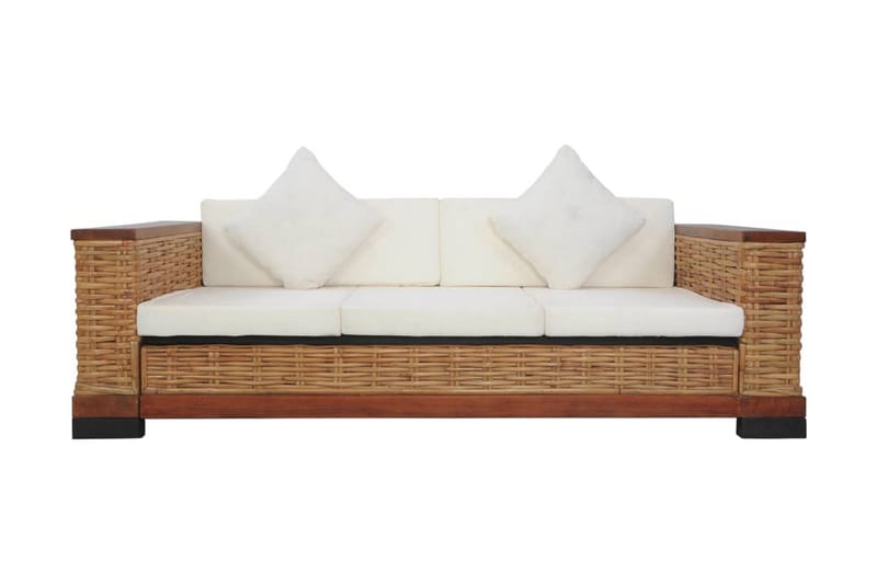 sofasæt 2 dele med hynder naturlig rattan brun - Brun - Havemøbler - Loungemøbler - Loungesæt