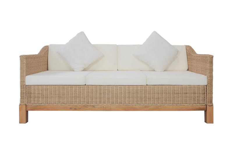 sofasæt 2 dele med hynder naturlig rattan - Brun - Loungesæt - Altanmøbler - Sofagrupper udendørs