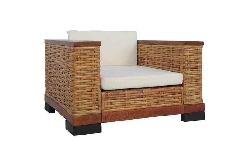 sofasæt 3 dele med hynder naturlig rattan brun - Brun - Altanmøbler - Sofagrupper udendørs - Loungesæt
