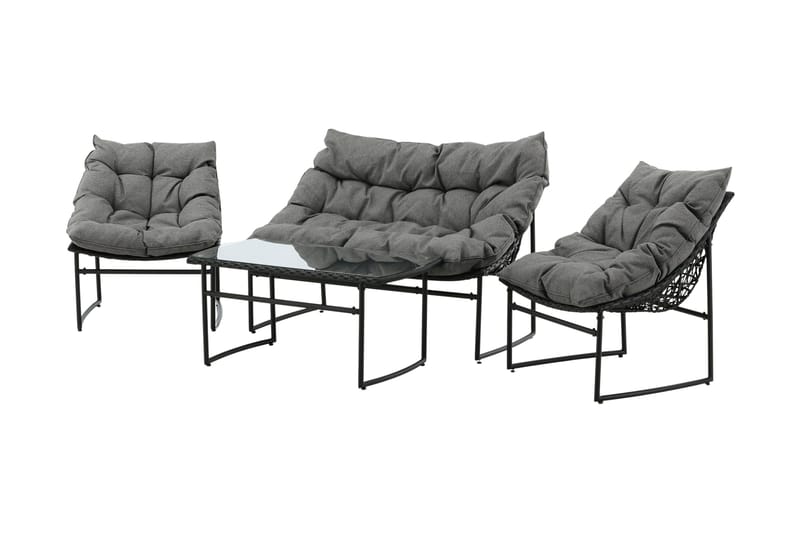 Tina Loungesæt 4-Pers. - Sort - Havemøbler - Loungemøbler - Loungesæt