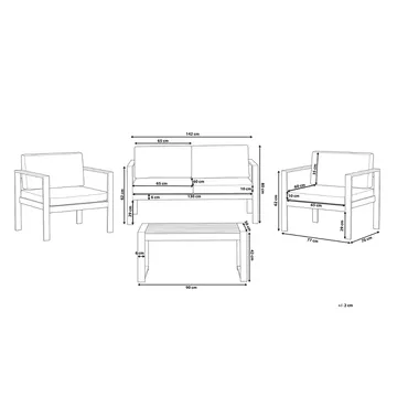 Tirrena Loungegruppe 90 cm - Grå - Havemøbler - Loungemøbler - Loungesæt