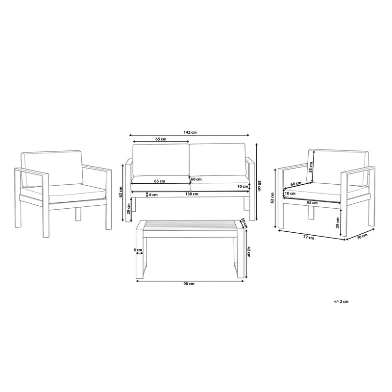 Tirrena Loungegruppe 90 cm - Grå - Havemøbler - Loungemøbler - Loungesæt
