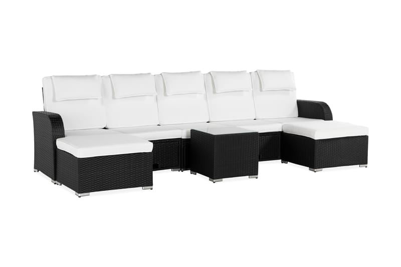 Tudera Sofagruppe med Opbevaring - Sort/Hvid - Altanmøbler - Sofagrupper udendørs - Loungesæt