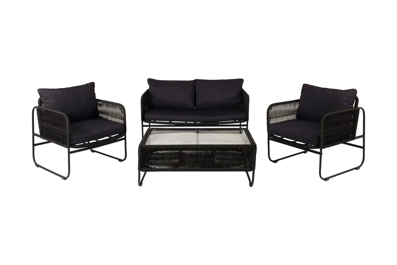 Utah loungegruppe til udendørs brug 4-personers, Sort