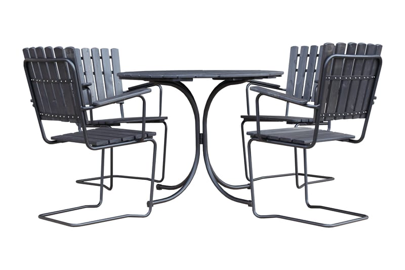 Vaxholm Spisebordssæt Rund - Kaffesort/Grå - Havemøbler - Loungemøbler - Loungesæt