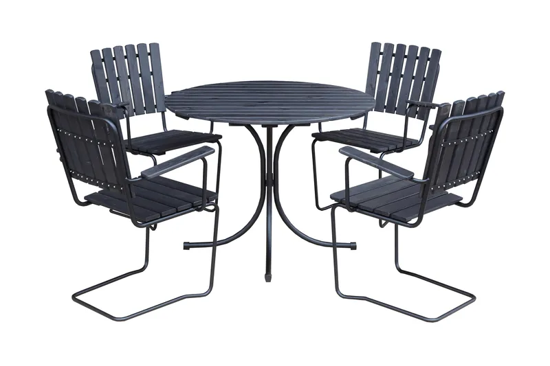 Vaxholm Spisebordssæt Rund, Kaffesort/Grå