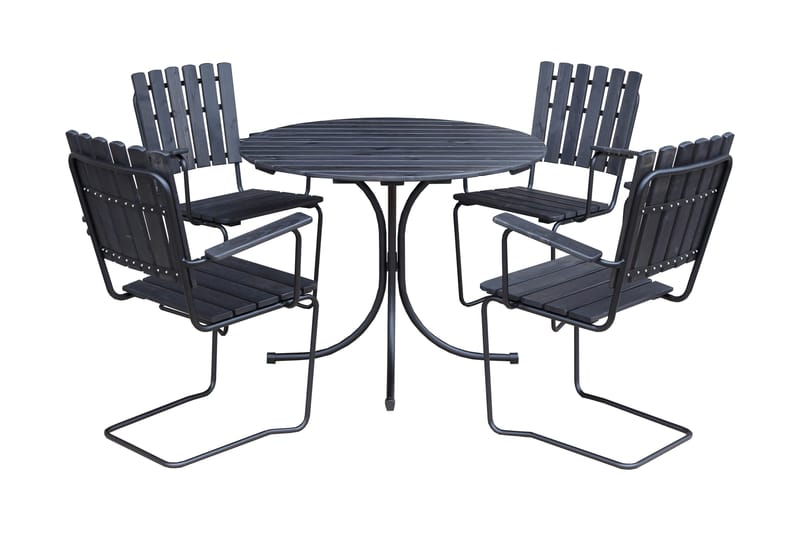 Vaxholm Spisebordssæt Rund, Kaffesort/Grå