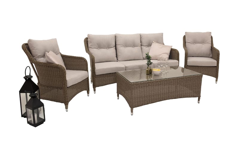 Vikelund Loungesæt Beige/Brun - Venture Home - Altanmøbler - Sofagrupper udendørs - Loungesæt