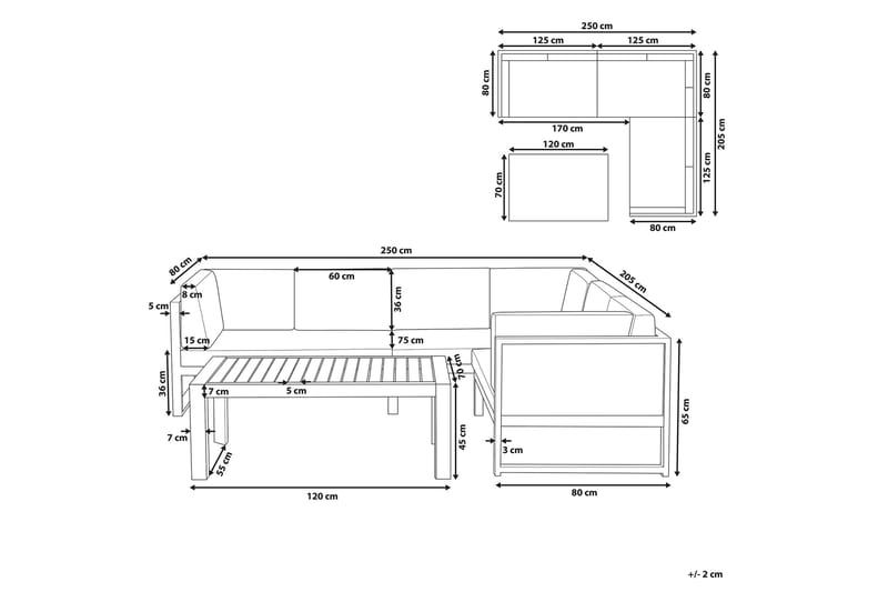 Vinci Loungegruppe 120 cm - Grå - Havemøbler - Loungemøbler - Loungesæt