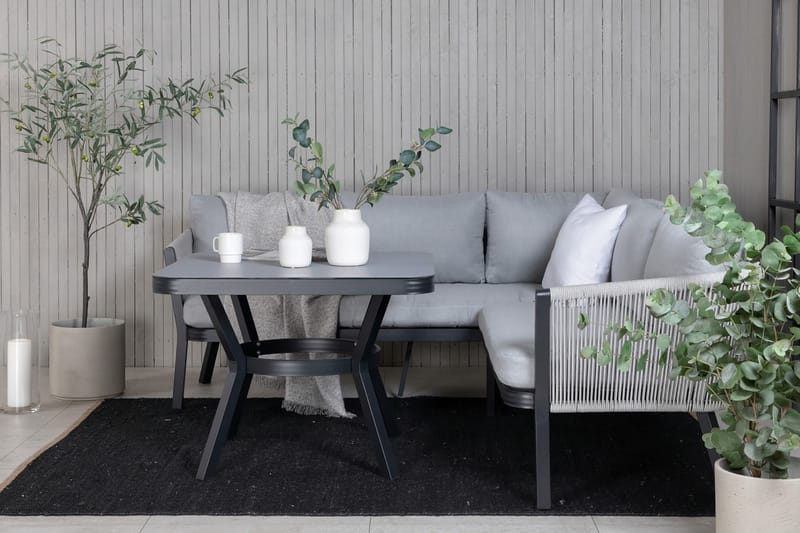Virya Hjørneloungesæt med Hynder Sort - Venture Home - Altanmøbler - Sofagrupper udendørs - Loungesæt